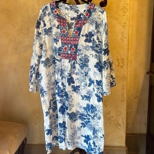 Johnny Was boho caftan, size M, light weight ramie